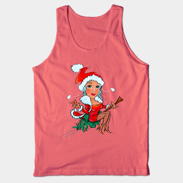 Charming Christmas Elf Flying, Christmas Tree Tank Top by Gre.Ta Design